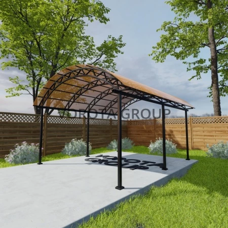 Арочный навес янтарного цвета, монолитный поликарбонат 4500*7000