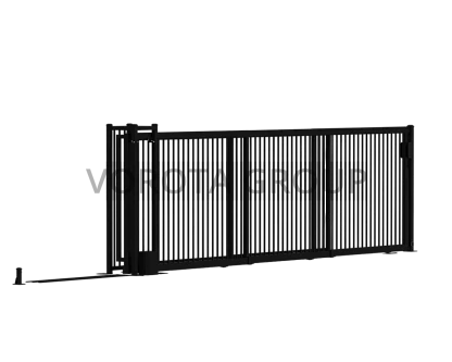 Откатные ворота на винтовых сваях Alutech черного цвета 3400x1800