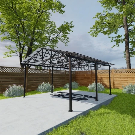 Двухскатный навес белого цвета, монолитный поликарбонат 4500*14000
